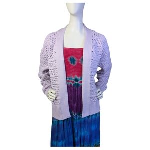 Brave Soul London Lilac Open Knit Cardigan | Lightweight Cotton Boho | Size M